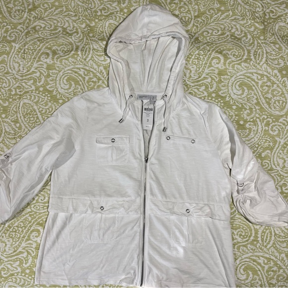 CHICO'S Zenergy Size 3 Optic White XL Full Zip Knit Collection Gwen Jacket NWT - Picture 3 of 14